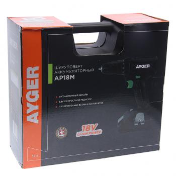 4 649 р. Дрель-шуруповерт аккумуляторный 18.0В 2.0Ач (2АКБ Li-Ion,кейс) AYGER AYGER ap18m  с доставкой в г. Пермь. Увеличить фотографию 4