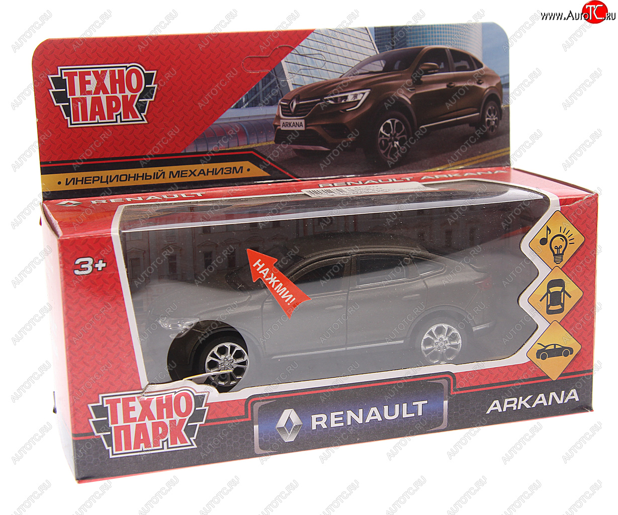 1 449 р. Модель автомобиля RENAULT Arkana металлическая (свет, звук) ТЕХНОПАРК ТЕХНОПАРК arkana-12slfil-bn  с доставкой в г. Пермь