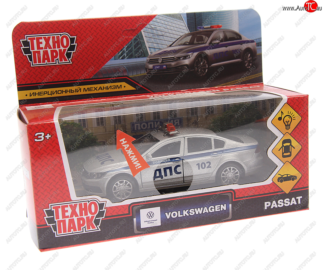 1 449 р. Модель автомобиля VW Passat металлическая (свет, звук) ТЕХНОПАРК ТЕХНОПАРК passat-12slpol-sr  с доставкой в г. Пермь