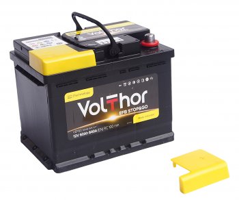 12 499 р. Аккумулятор VOLTHOR EFB 60Ач обратная полярность VOLTHOR 6ст60(0) 56088  с доставкой в г. Пермь. Увеличить фотографию 2