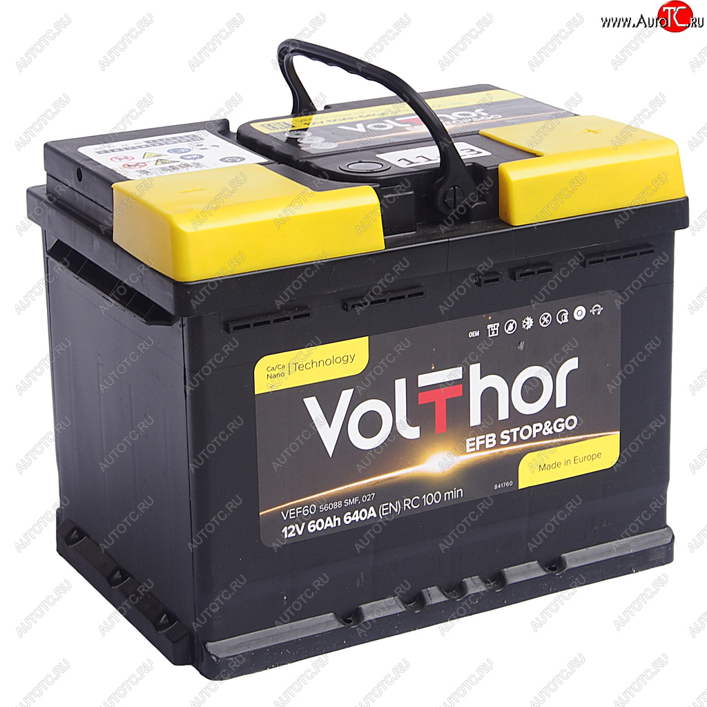 12 499 р. Аккумулятор VOLTHOR EFB 60Ач обратная полярность VOLTHOR 6ст60(0) 56088  с доставкой в г. Пермь