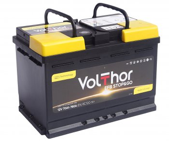 14 499 р. Аккумулятор VOLTHOR EFB 70Ач обратная полярность VOLTHOR 6ст70(0) 57088  с доставкой в г. Пермь. Увеличить фотографию 1