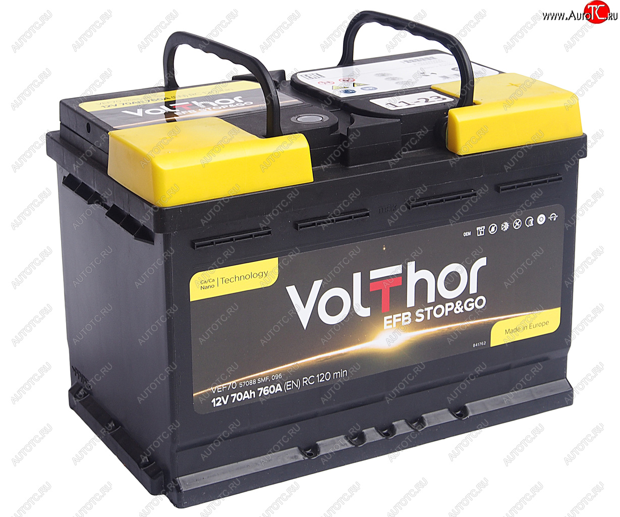 14 499 р. Аккумулятор VOLTHOR EFB 70Ач обратная полярность VOLTHOR 6ст70(0) 57088  с доставкой в г. Пермь