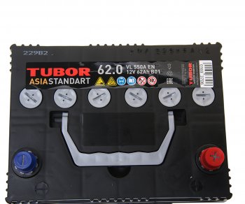 9 849 р. Аккумулятор TUBOR Asia Standart 62Ач обратная полярность TUBOR 6ст62(0) d23l  с доставкой в г. Пермь. Увеличить фотографию 2