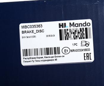 2 569 р. Диск тормозной BMW 5 (E39) (96-) задний (1шт.) MANDO MANDO mbc035363 MANDO mbc035363  с доставкой в г. Пермь. Увеличить фотографию 4