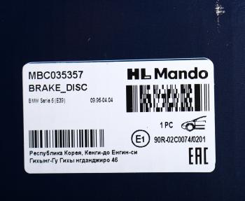 3 599 р. Диск тормозной BMW 5 (E39) передний (1шт.) MANDO MANDO mbc035357 MANDO mbc035357  с доставкой в г. Пермь. Увеличить фотографию 6