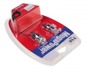 293 р. Лампа светодиодная 12V W5W T10 W2.1x9.5d 6000K 3 LED с тестером блистер (2шт.) MEGAPOWER MEGAPOWER-AUTOMOTIVE 10112w-2блт  с доставкой в г. Пермь. Увеличить фотографию 2
