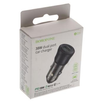 272 р. Устройство зарядное в прикуриватель 1USB + 1 Type C 12V BOROFONE BOROFONE bz25 transparent black  с доставкой в г. Пермь. Увеличить фотографию 4