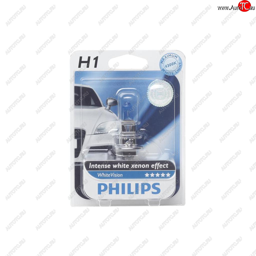 819 р. Лампа 12V H1 55W P14.5s 4300K блистер (1шт.) White Vision PHILIPS PHILIPS 12258whvb1  с доставкой в г. Пермь