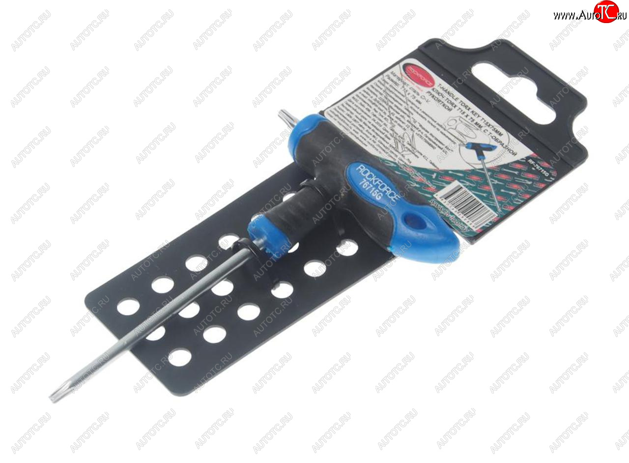 319 р. Ключ TORX Т-образный T15х75мм с резиновой ручкой с держателем ROCKFORCE ROCKFORCE rf-76715g  с доставкой в г. Пермь