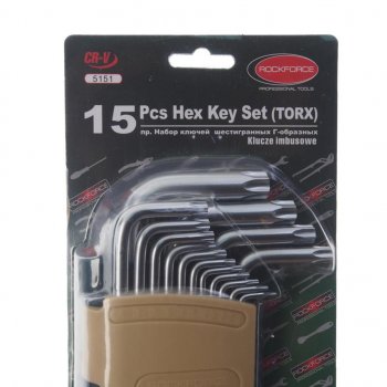 1 439 р. Набор ключей TORX Т6-Т60 Г-образных 15 предметов с держателем ROCKFORCE ROCKFORCE rf-5151  с доставкой в г. Пермь. Увеличить фотографию 4