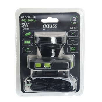 1 029 р. Фонарь налобный аккумуляторный GAUSS GAUSS gf401 GAUSS gf401  с доставкой в г. Пермь. Увеличить фотографию 1