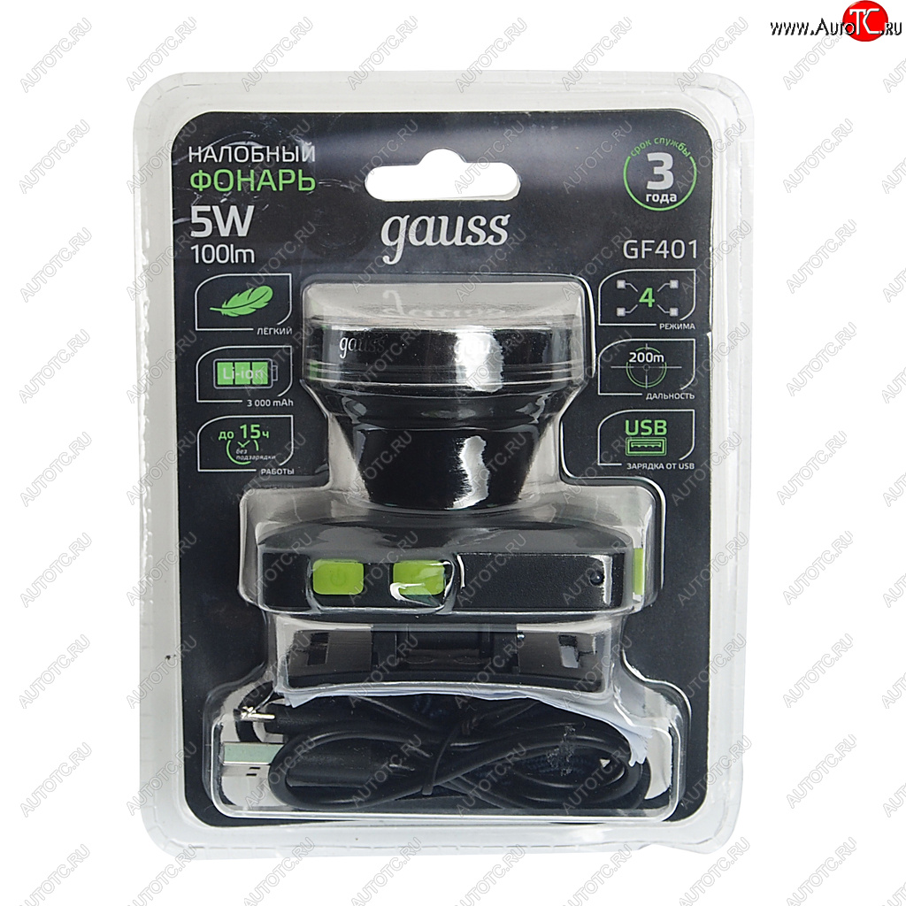 1 029 р. Фонарь налобный аккумуляторный GAUSS GAUSS gf401 GAUSS gf401  с доставкой в г. Пермь