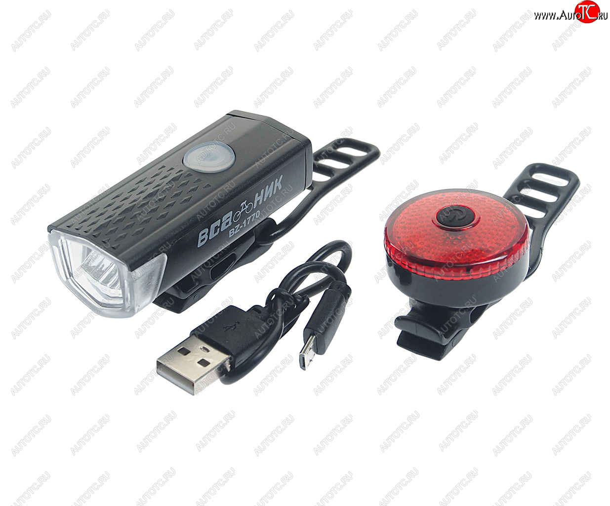 629 р. Фонарь велосипедный набор USB кабель с аккумулятором NO NAME bz-1770  с доставкой в г. Пермь