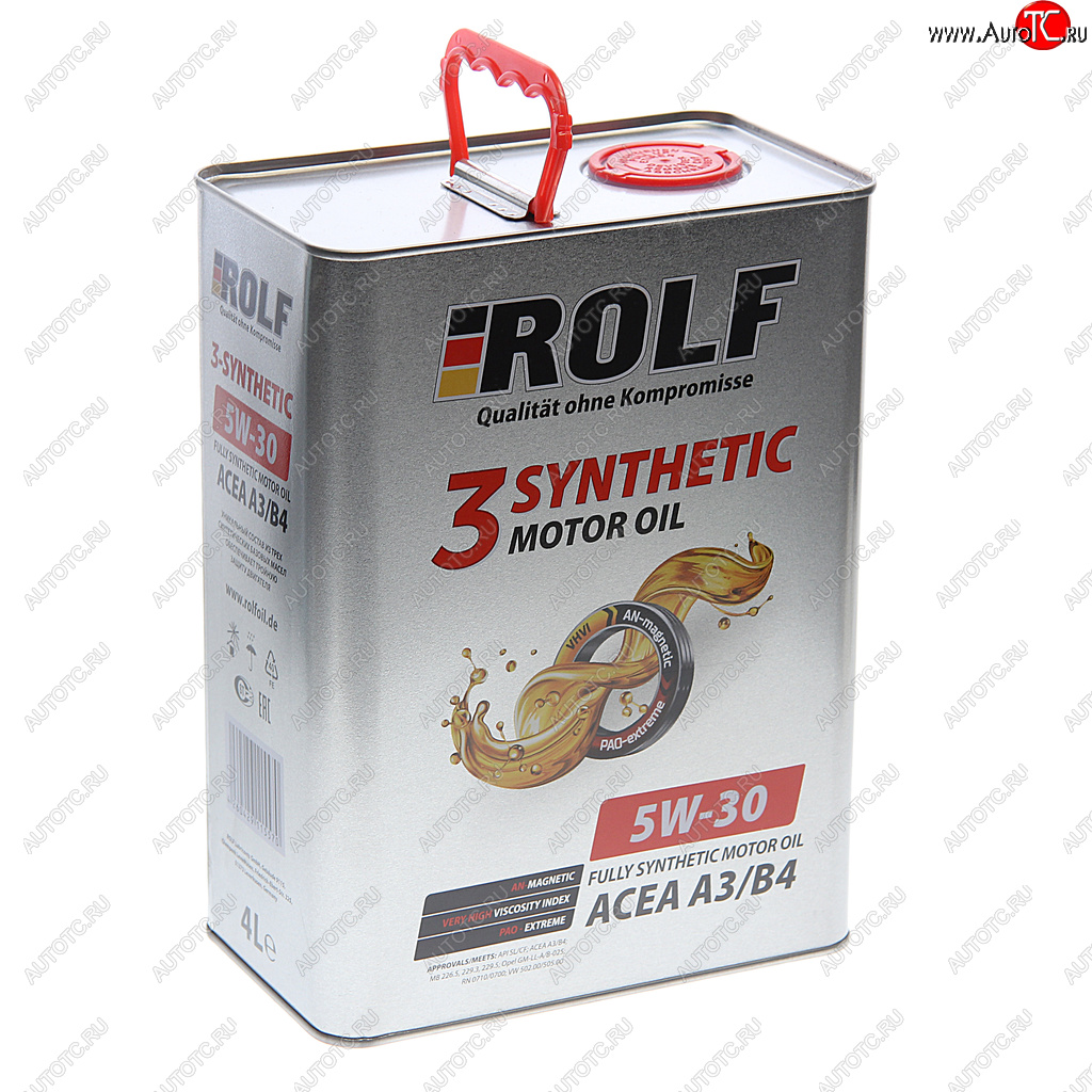 3 389 р. Масло моторное 3-SYNTHETIC A3/B4 5W30 синт.4л ROLF ROLF 322549 ROLF 322549  с доставкой в г. Пермь