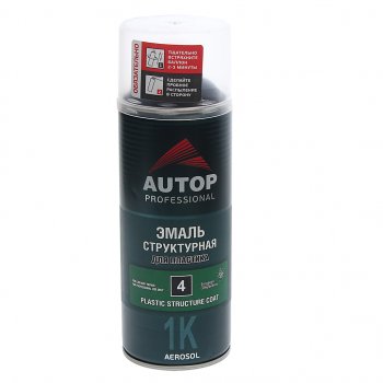 679 р. Краска для бамперов черная структурная 520мл аэрозоль AUTOP AUTOP atp-a07584  с доставкой в г. Пермь. Увеличить фотографию 1