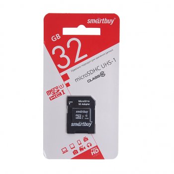 399 р. Карта памяти 32GB MicroSD class 10 + SD адаптер SMART BUY SMART BUY sb32gbsdcl10-01_с  с доставкой в г. Пермь. Увеличить фотографию 1
