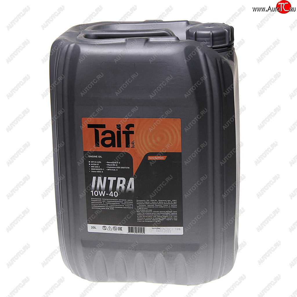 6 999 р. Масло дизельное INTRA 10W40 E7CI-4SL псинт.20л TAIF TAIF 212029  с доставкой в г. Пермь