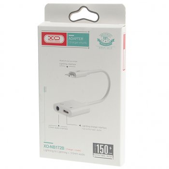 469 р. Переходник iPhone (5-) на jack 3.5 + зарядка белый XO XO nb-r172b white  с доставкой в г. Пермь. Увеличить фотографию 2