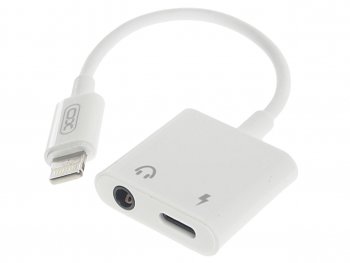 469 р. Переходник iPhone (5-) на jack 3.5 + зарядка белый XO XO nb-r172b white  с доставкой в г. Пермь. Увеличить фотографию 1