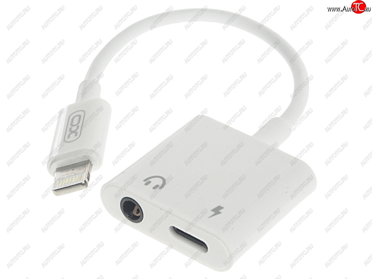 469 р. Переходник iPhone (5-) на jack 3.5 + зарядка белый XO XO nb-r172b white  с доставкой в г. Пермь