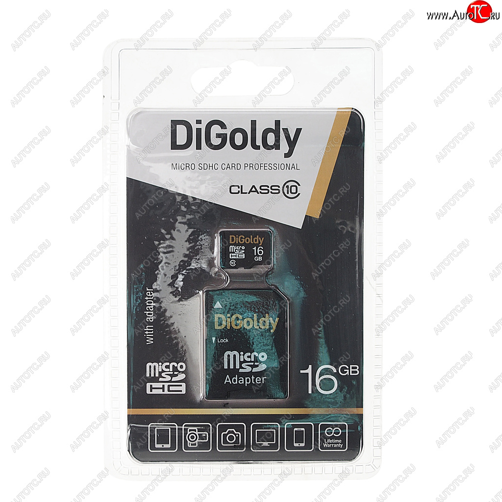 261 р. Карта памяти 16GB MicroSD class 10 + SD адаптер DIGOLDY DIGOLDY dg016gcsdhc10-ad  с доставкой в г. Пермь