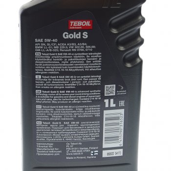 1 129 р. Масло моторное GOLD 5W40 синт.1л TEBOIL TEBOIL 55192  с доставкой в г. Пермь. Увеличить фотографию 2