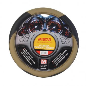 429 р. Оплетка руля (M) 37-39см черно-бежевая кожа MISTAR MISTAR mis-lt15a bkbe (m)  с доставкой в г. Пермь. Увеличить фотографию 1