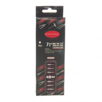 379 р. Набор бит 12 TORX T25-T55 с держателем 7 предметов в ложементе ROCKFORCE ROCKFORCE rf-4074  с доставкой в г. Пермь. Увеличить фотографию 3