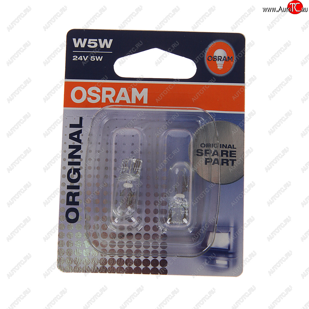 160 р. Лампа 24V W5W T10W W2.1x9.5d блистер (2шт.) OSRAM OSRAM 2845-02b  с доставкой в г. Пермь
