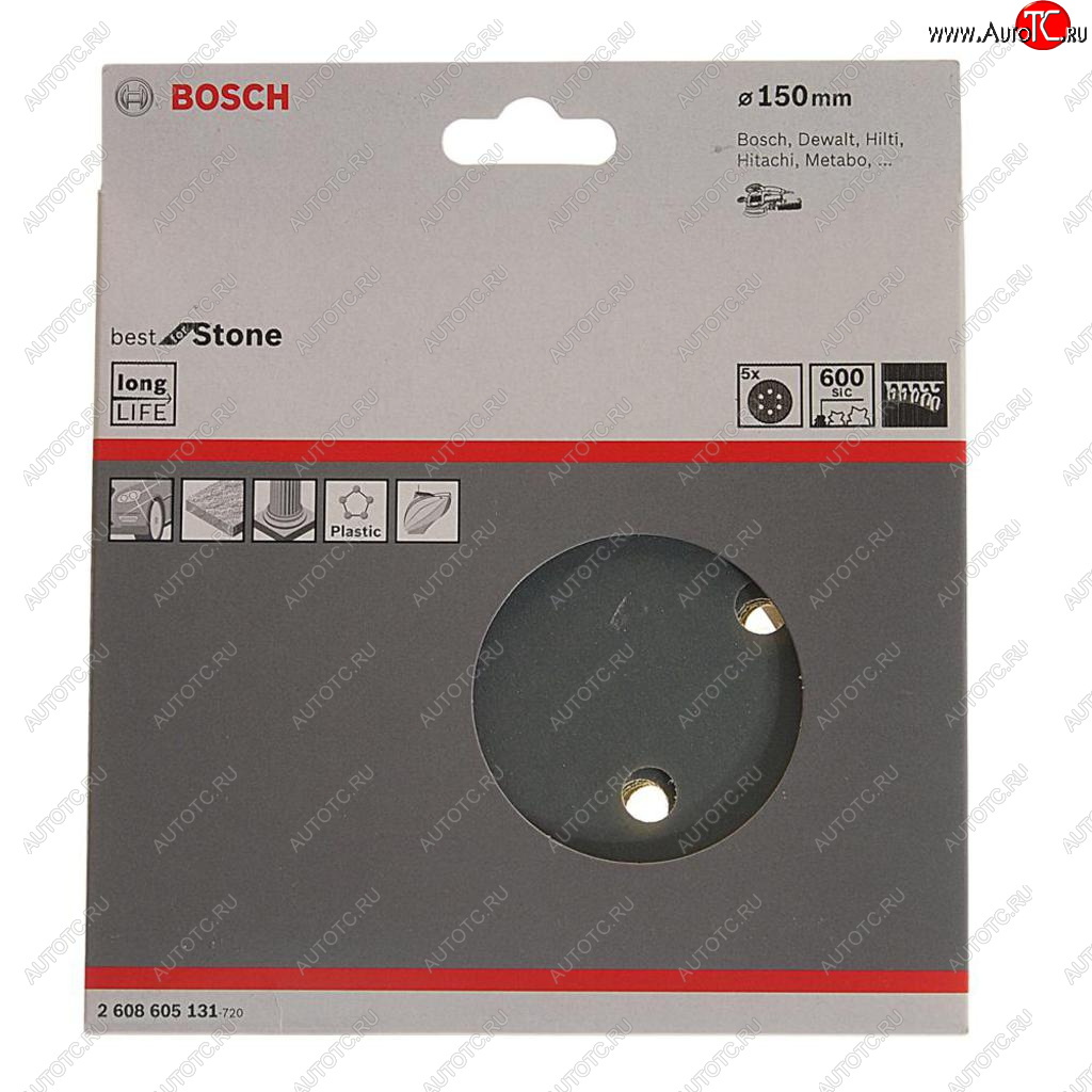 429 р. Бумага наждачная на липучке D150 Р600 8 отверстий 5шт. BOSCH BOSCH 2608605131 BOSCH 2608605131  с доставкой в г. Пермь