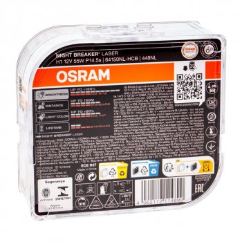 2 399 р. Лампа 12V H1 55W P14.5s +150% 3500K бокс (2шт.) Night Breaker Laser OSRAM OSRAM 64150nl2(euro)  с доставкой в г. Пермь. Увеличить фотографию 2