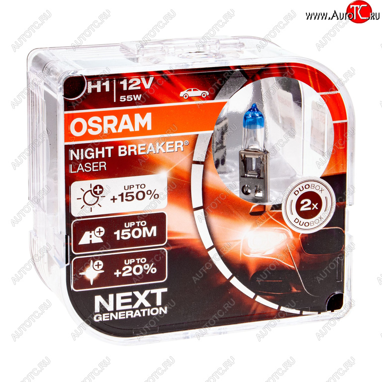 2 399 р. Лампа 12V H1 55W P14.5s +150% 3500K бокс (2шт.) Night Breaker Laser OSRAM OSRAM 64150nl2(euro)  с доставкой в г. Пермь