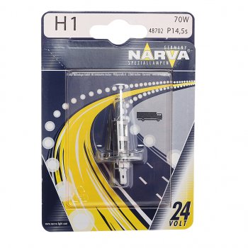 299 р. Лампа 24V H1 70W P14.5s блистер (1шт.) Standard NARVA NARVA 487024000  с доставкой в г. Пермь. Увеличить фотографию 1