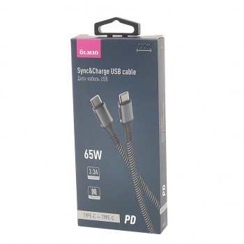 489 р. Кабель USB Type C-USB Type C 1.2м черный OLMIO OLMIO olm-040275  с доставкой в г. Пермь. Увеличить фотографию 2