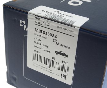 2 499 р. Колодки тормозные передние (4шт.) MANDO Ford Transit цельнометаллический фургон (2014-2022)  с доставкой в г. Пермь. Увеличить фотографию 3