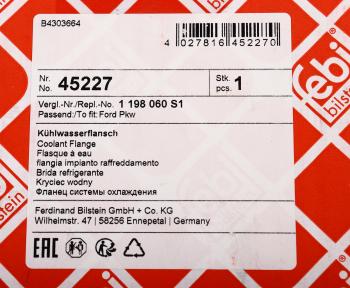 4 199 р. Фланец FORD Focus (97-11) системы охлаждения FEBI FEBI 45227  с доставкой в г. Пермь. Увеличить фотографию 6