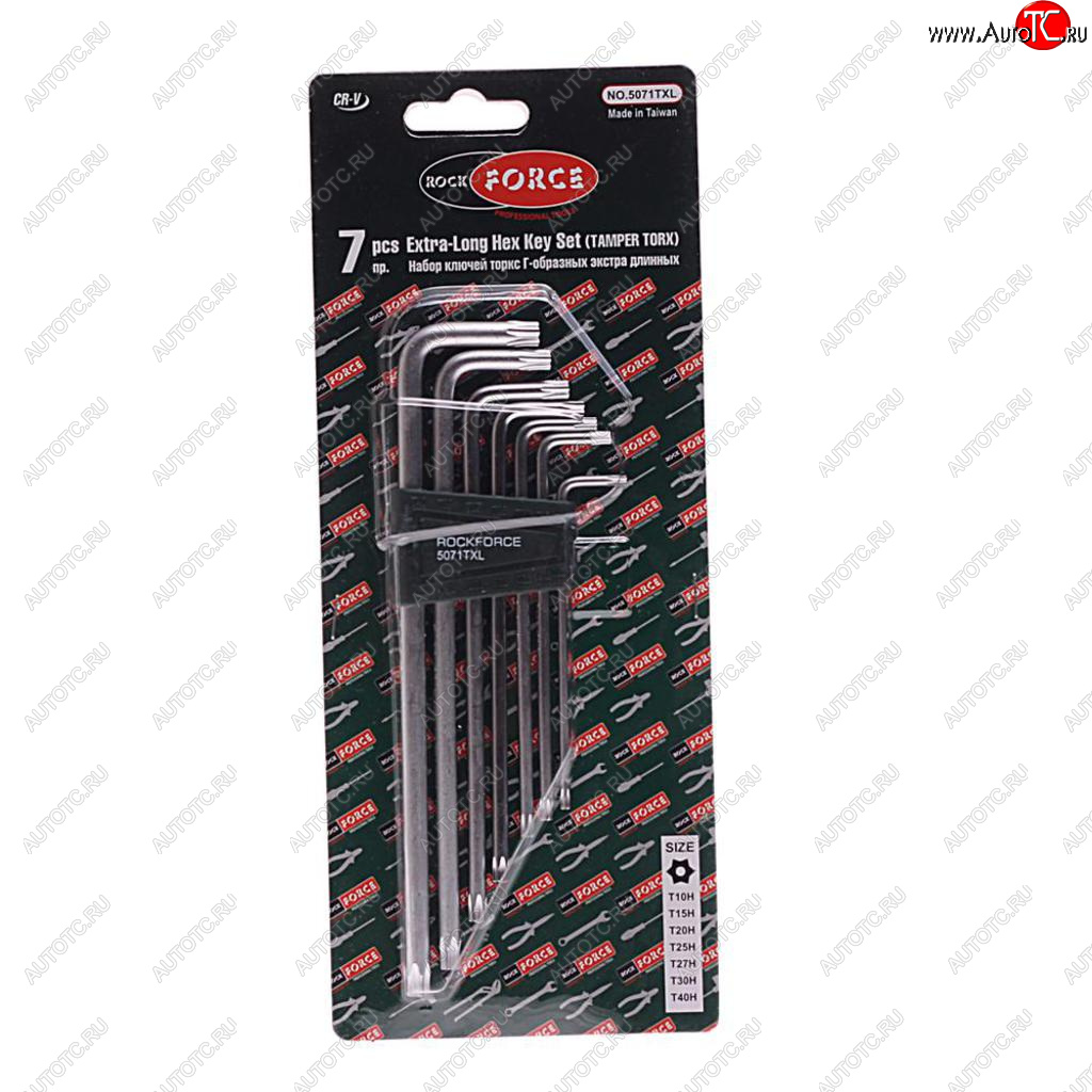 519 р. Набор ключей TORX T10Н-Т40H Г-образных экстрадлинных 7 предметов с держателем ROCKFORCE ROCKFORCE rf-5071txl  с доставкой в г. Пермь