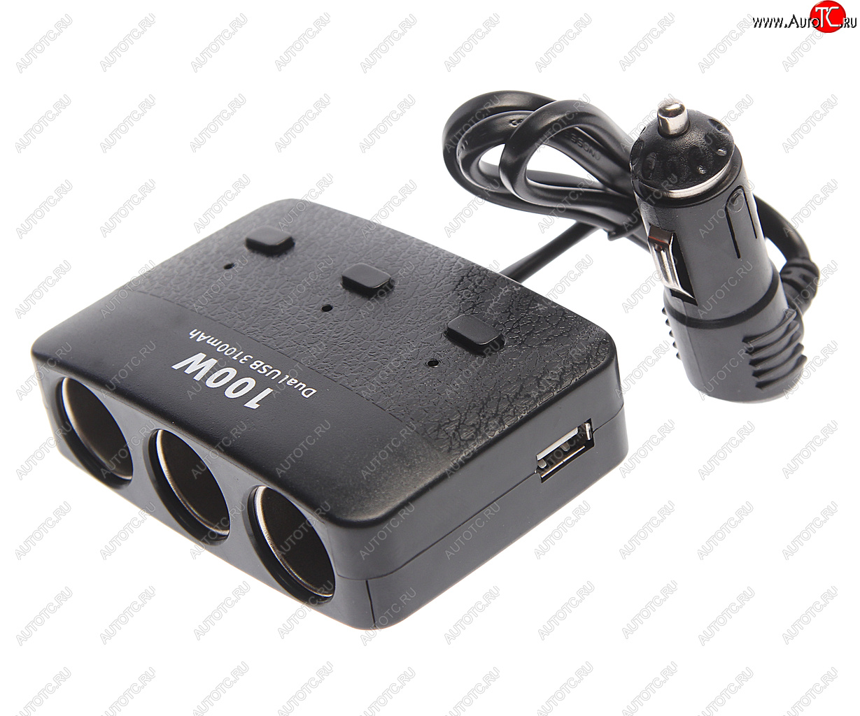 419 р. Разветвитель прикуривателя 3-х гнездовой 12-24V 2USB OLESSON OLESSON no.1636  с доставкой в г. Пермь