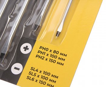 629 р. Набор отверток SL4.0-SL6.0, PH0-PH2 6 предметов MOS MOS 53900м   с доставкой в г. Пермь. Увеличить фотографию 2