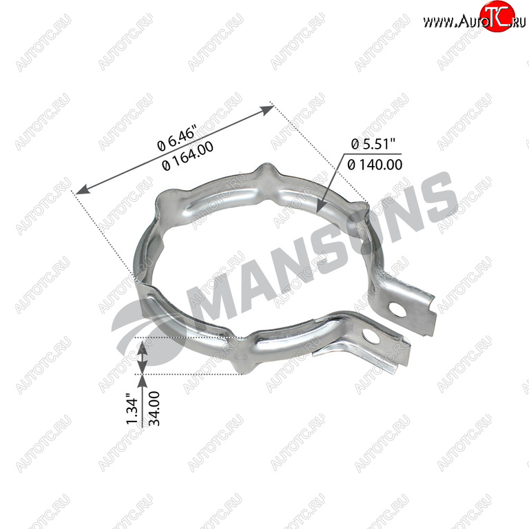 359 р. Хомут глушителя VOLVO FH12,16 (140х30мм) рифленый MANSONS MANSONS 900.619  с доставкой в г. Пермь
