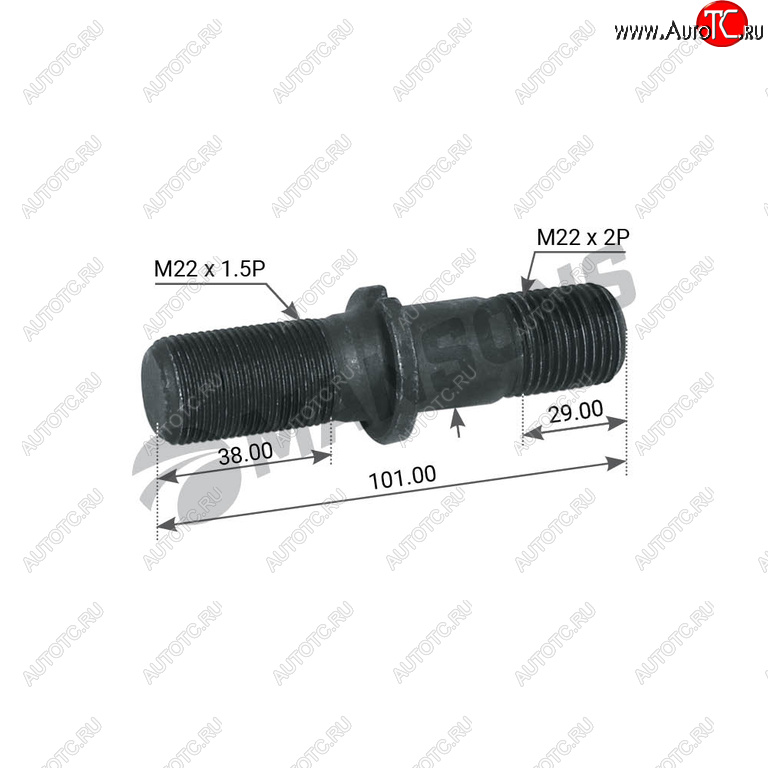 239 р. Шпилька колеса BPW (M22х1.5х45, M22х2.0х48 L=100мм) MANSONS MANSONS 300.210  с доставкой в г. Пермь