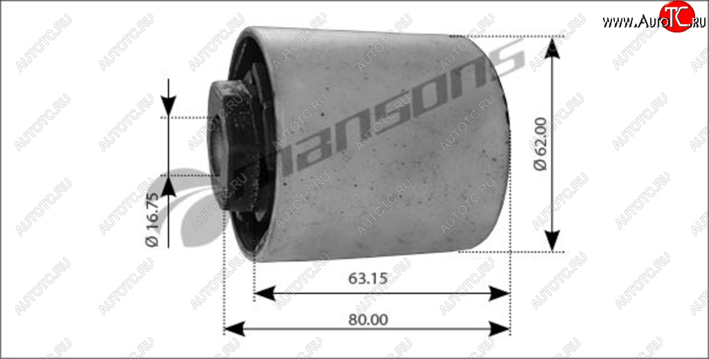 729 р. Сайлентблок MAN TGA,TGS,TGX стабилизатора кабины (16х6480х60) MANSONS MANSONS 400.554  с доставкой в г. Пермь
