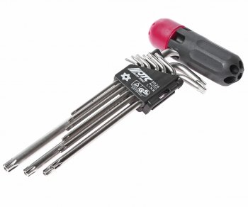 2 599 р. Набор ключей TORX T10Н-Т50H Г-образных с отверстием 9 предметов JTC JTC TOOLS CO., LTD jtc-3924  с доставкой в г. Пермь. Увеличить фотографию 1