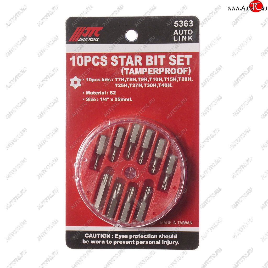 699 р. Набор бит 14 TORX T7H-T40H с отверстием 10 предметов в кейсе JTC JTC TOOLS CO., LTD jtc-5363  с доставкой в г. Пермь