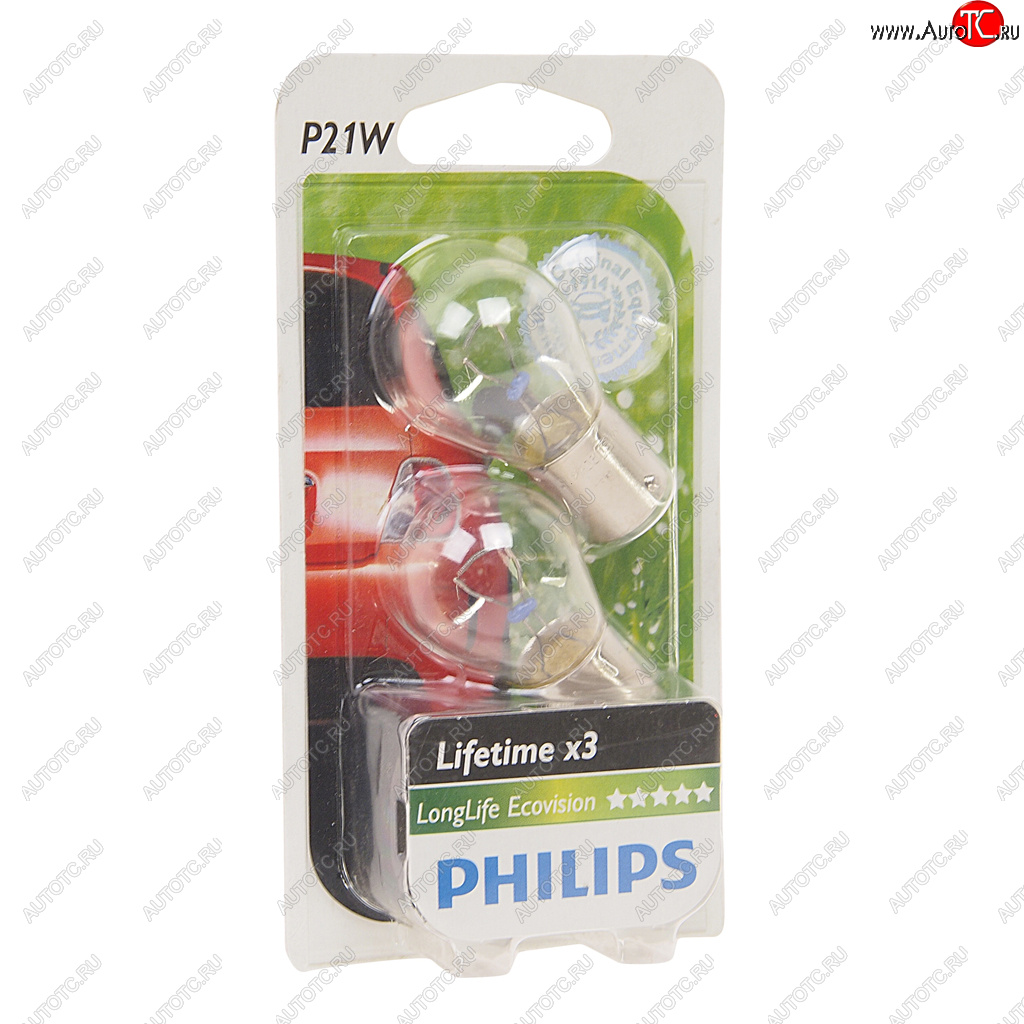 284 р. Лампа 12V P21W BA15s блистер (2шт.) Long Life Eco Vision PHILIPS PHILIPS 12498llecob2  с доставкой в г. Пермь