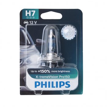1 689 р. Лампа 12V H7 55W PX26d +150% блистер (1шт.) X-Treme Vision Pro 150 PHILIPS PHILIPS 12972xvproбл  с доставкой в г. Пермь. Увеличить фотографию 1
