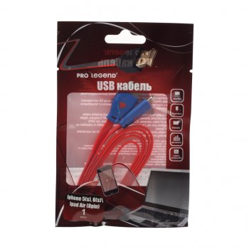 150 р. Кабель iPhone (5-) 1м красный с подсветкой PRO LEGEND PRO LEGEND pl1368  с доставкой в г. Пермь. Увеличить фотографию 1