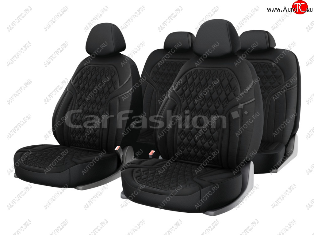 3 399 р. Универсальные чехлы сидений (майка, 11 предм., полиэстер) Impulse CARFASHION   (черный)  с доставкой в г. Пермь