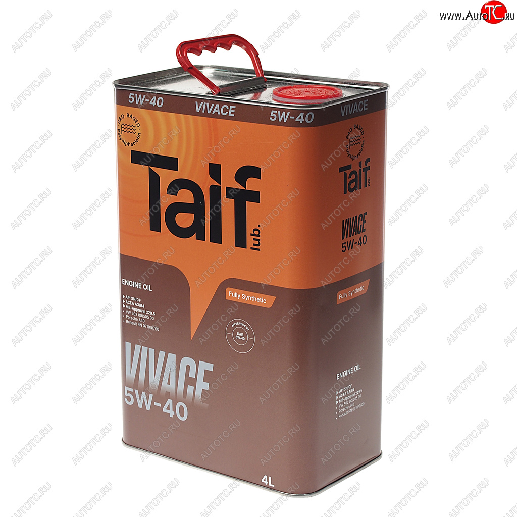 2 659 р. Масло моторное VIVACE PAO 5W40 SNCFA3B4 синт.4л TAIF TAIF 211026  с доставкой в г. Пермь